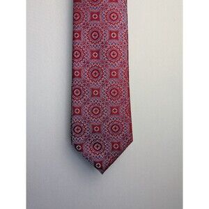 Forsyth Mens 100% Fine Silk Hand Sewn Tie Necktie New F.O.C. Red Geometric Burst